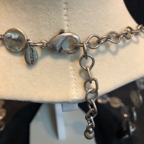 Chico's necklace - long and dangling, silver tone, connects many circles. - Picture 2 of 3